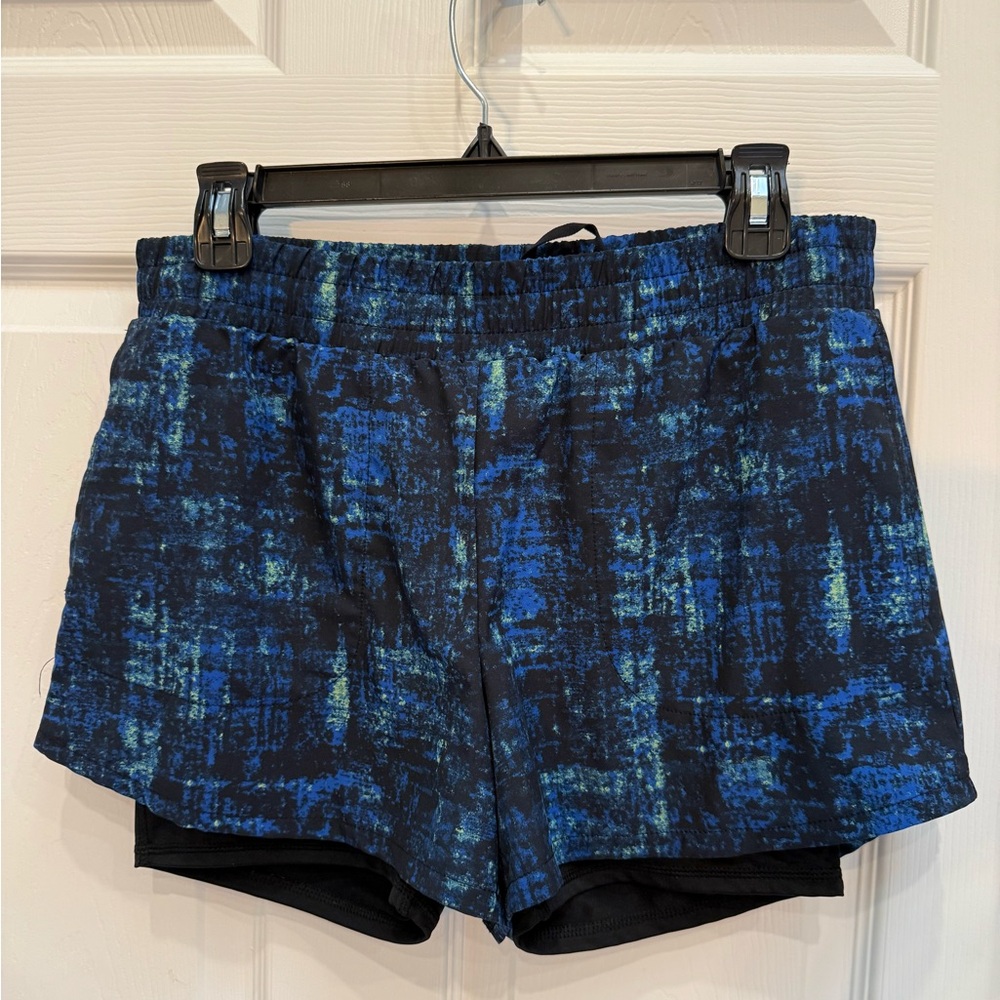 Jockey Blue and Green 2 in 1 Athletic Shorts with Modern Design